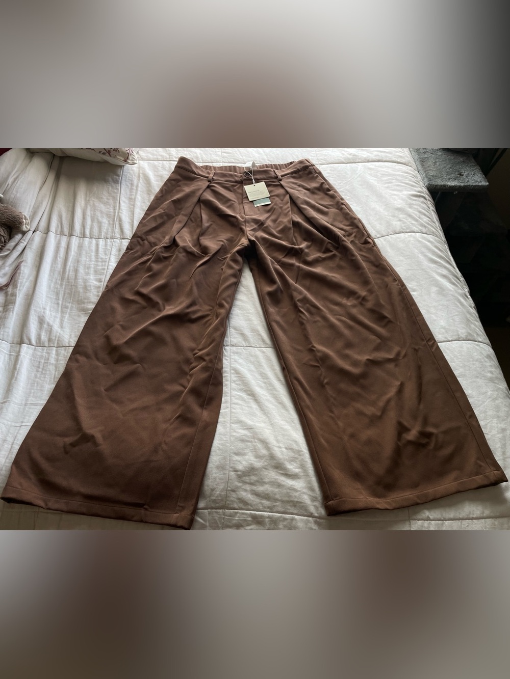 NWT Halara High Waisted Work Wide Leg Pants Pockets Partridge Brown XL Pleated - Picture 3 of 10